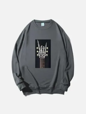 Trendy Guitar Print Men's  Pullover Sweatshirt - Trendyrobe